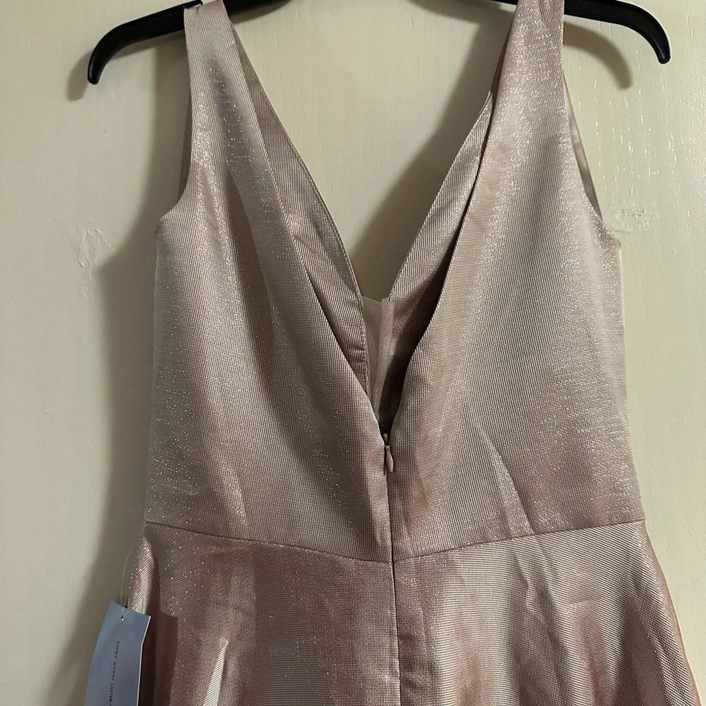 🆕 White Soieblue Shimmering Pink Champagne V neck Beaded sequins Evening Prom M - Picture 8 of 12